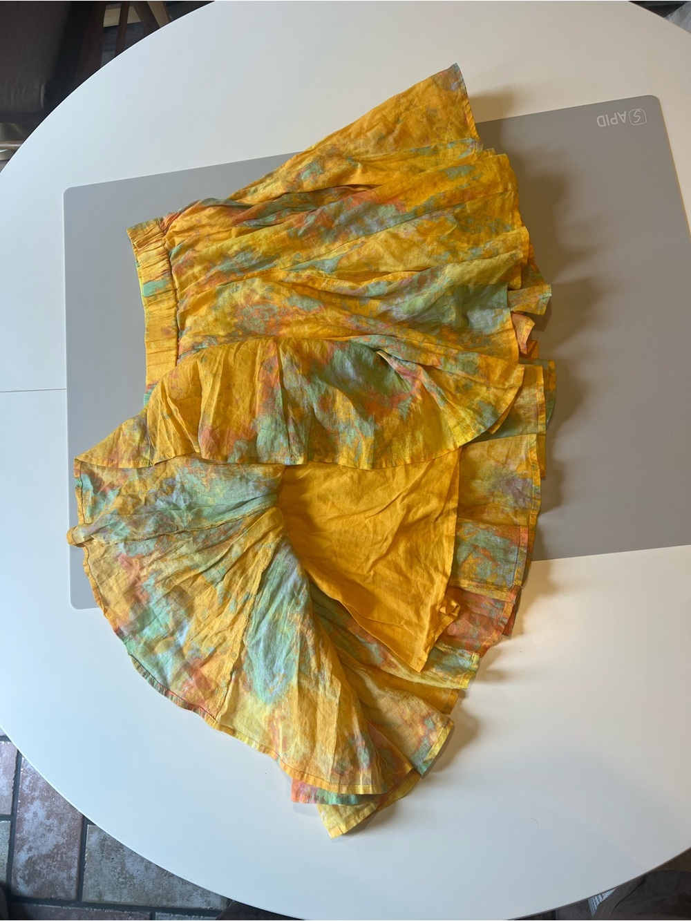 Free People Yellow Cotton Flowy Twirly Skirt Tie Dye- M - Picture 2 of 8